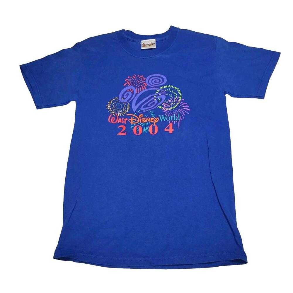 VTG 2004 Walt Disney World Mickey Mouse Hat T-Shirt S Tag Parks Fireworks Y2K